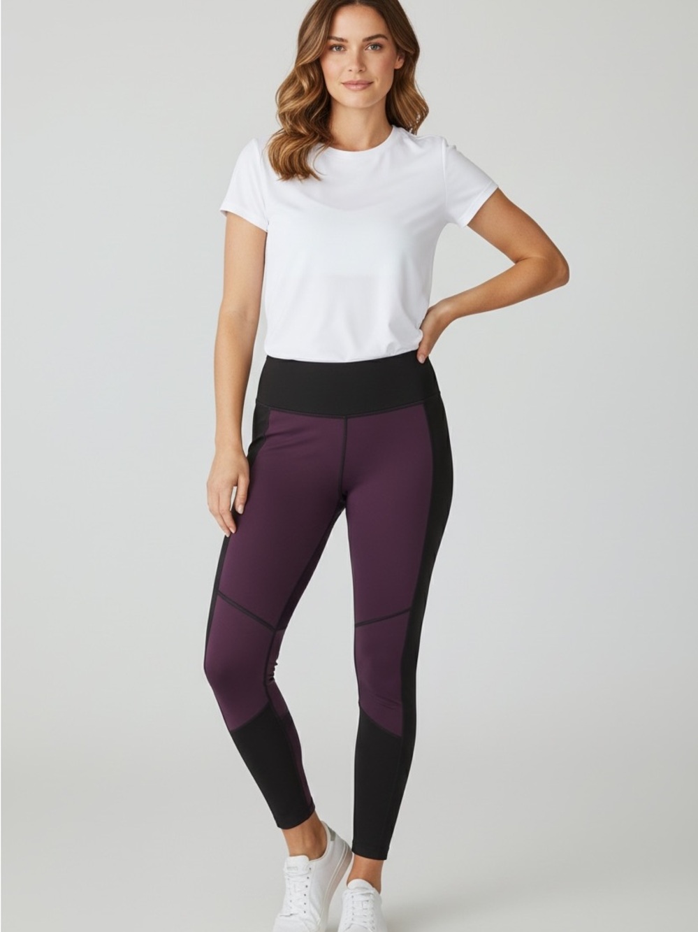 120 The North Face Women’s Purple and Black Colorblock High-Waist Leggings